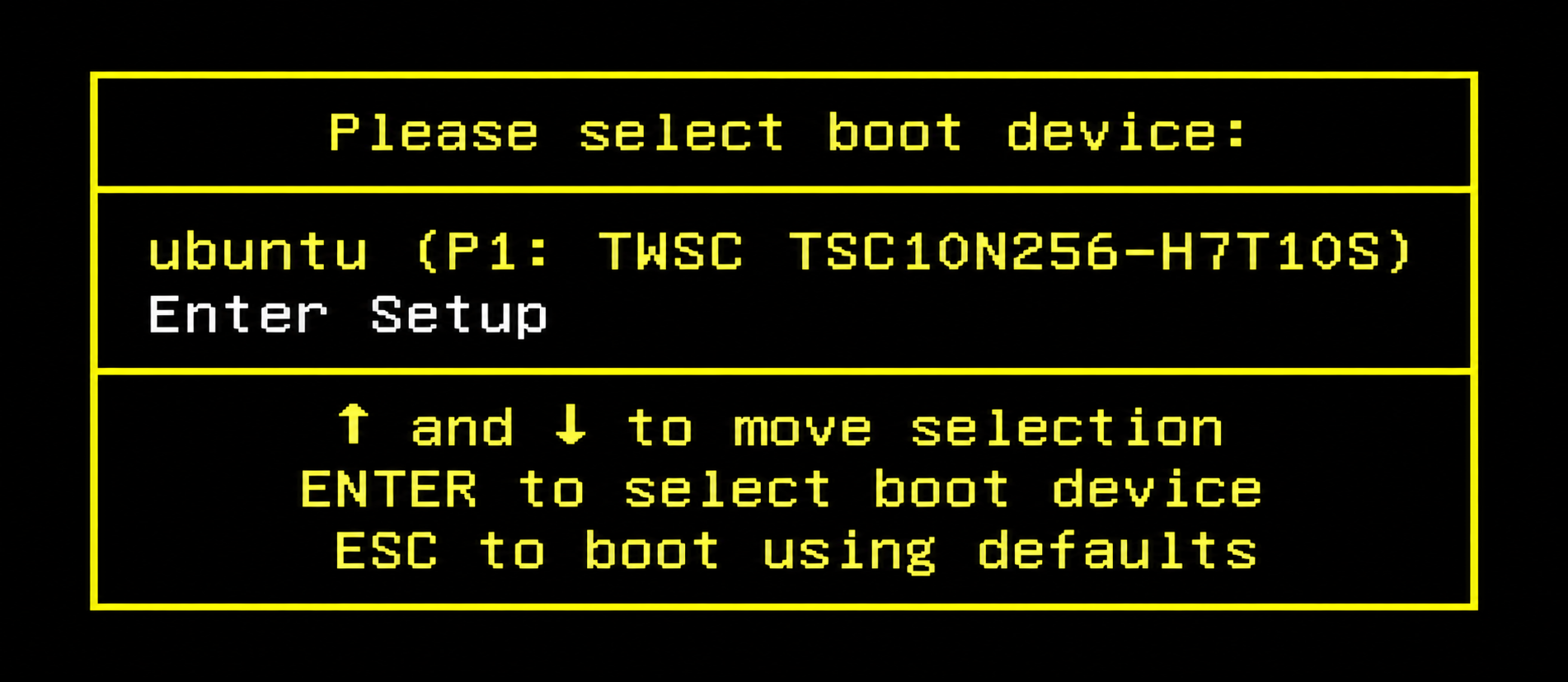 BIOS – enter using the Enter key