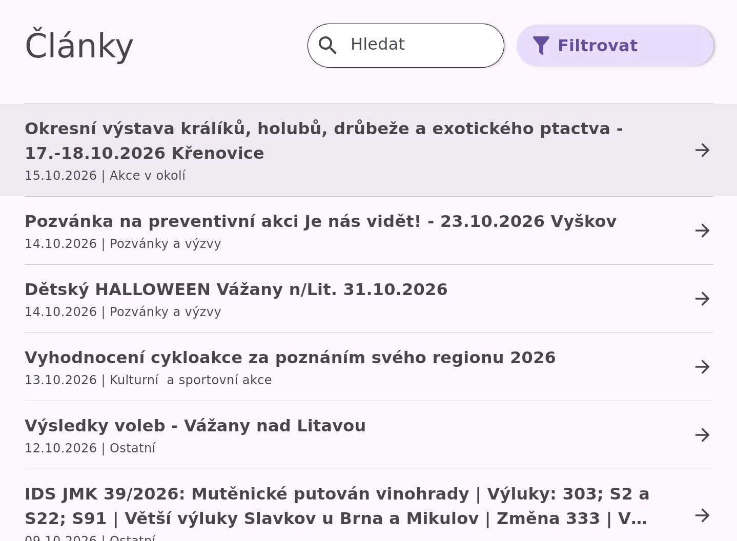 Obavijesti i događaji — Lokalne novosti, predstojeći događaji i informacije za posjetioce.