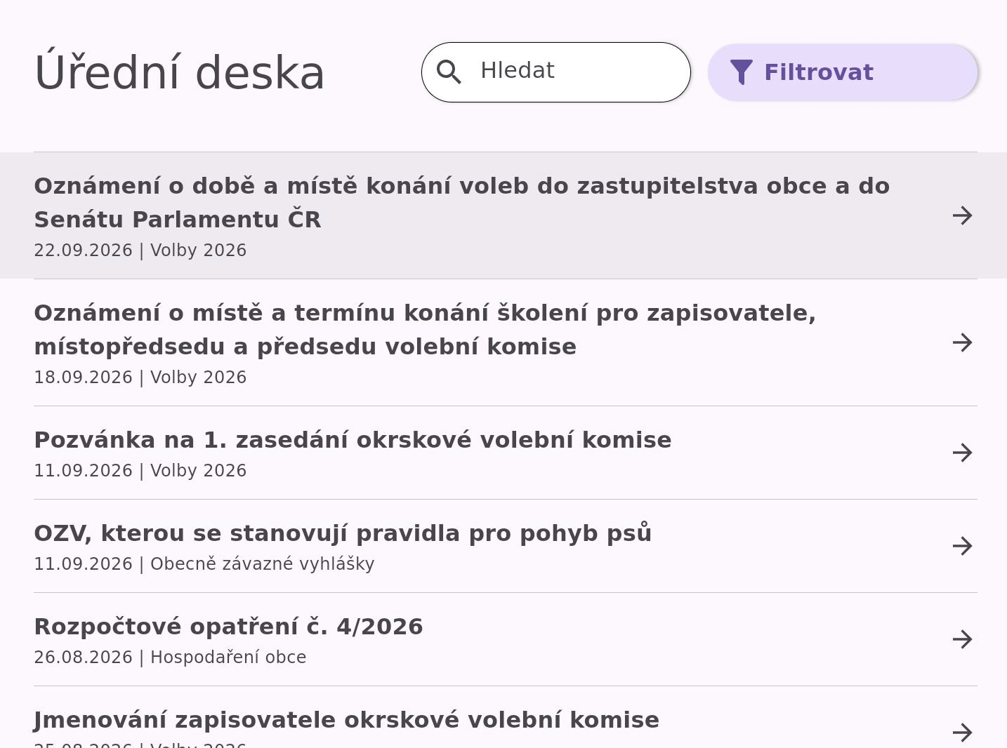 Službena oglasna ploča — Dokumenti i obavijesti lokalne samouprave dostupni građanima na ekranu.