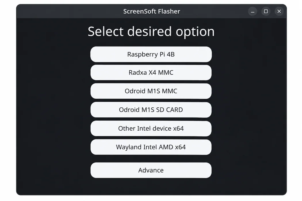 Vyberte „Wayland Intel AMD x64“ (pro běžný počítač Intel/AMD).