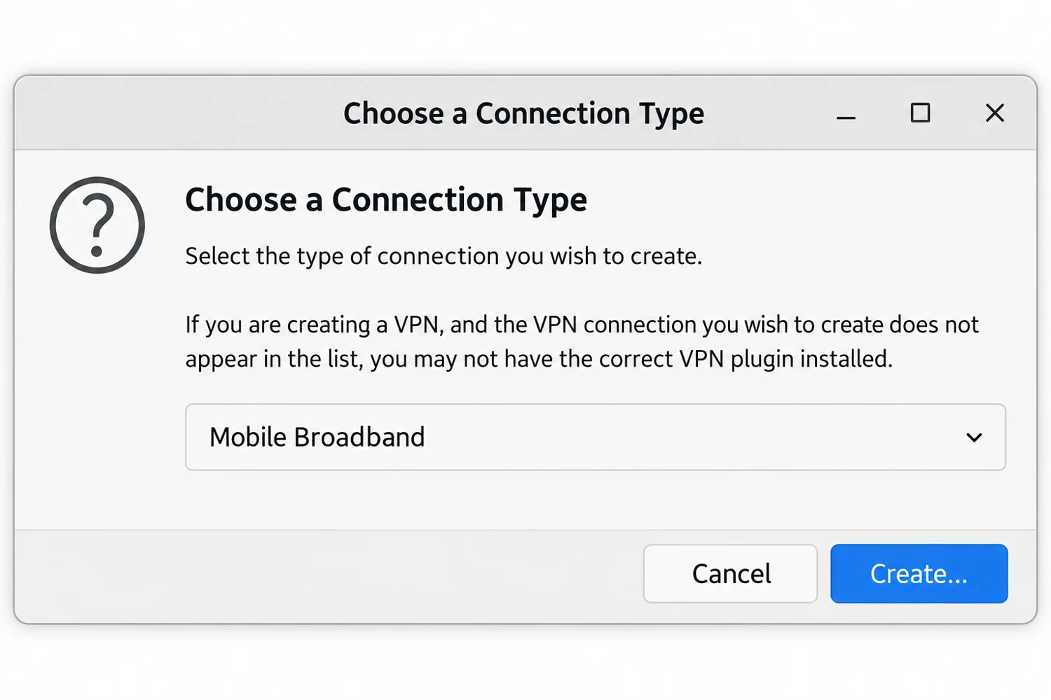 Výběr typu připojení – Choose a Connection Type