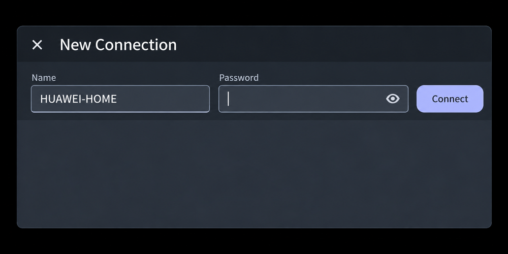 Zadání hesla a tlačítko Connect